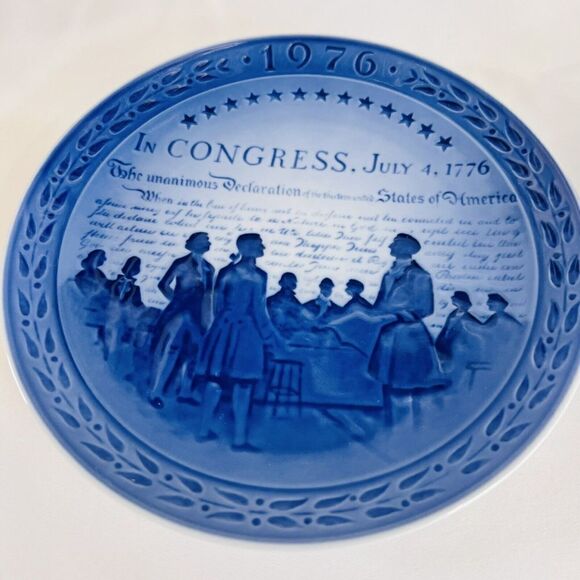 Set of 2 Royal Copenhagen In Congress July 4 1776 and Jule After 1974 Plate Lot - Picture 3 of 11